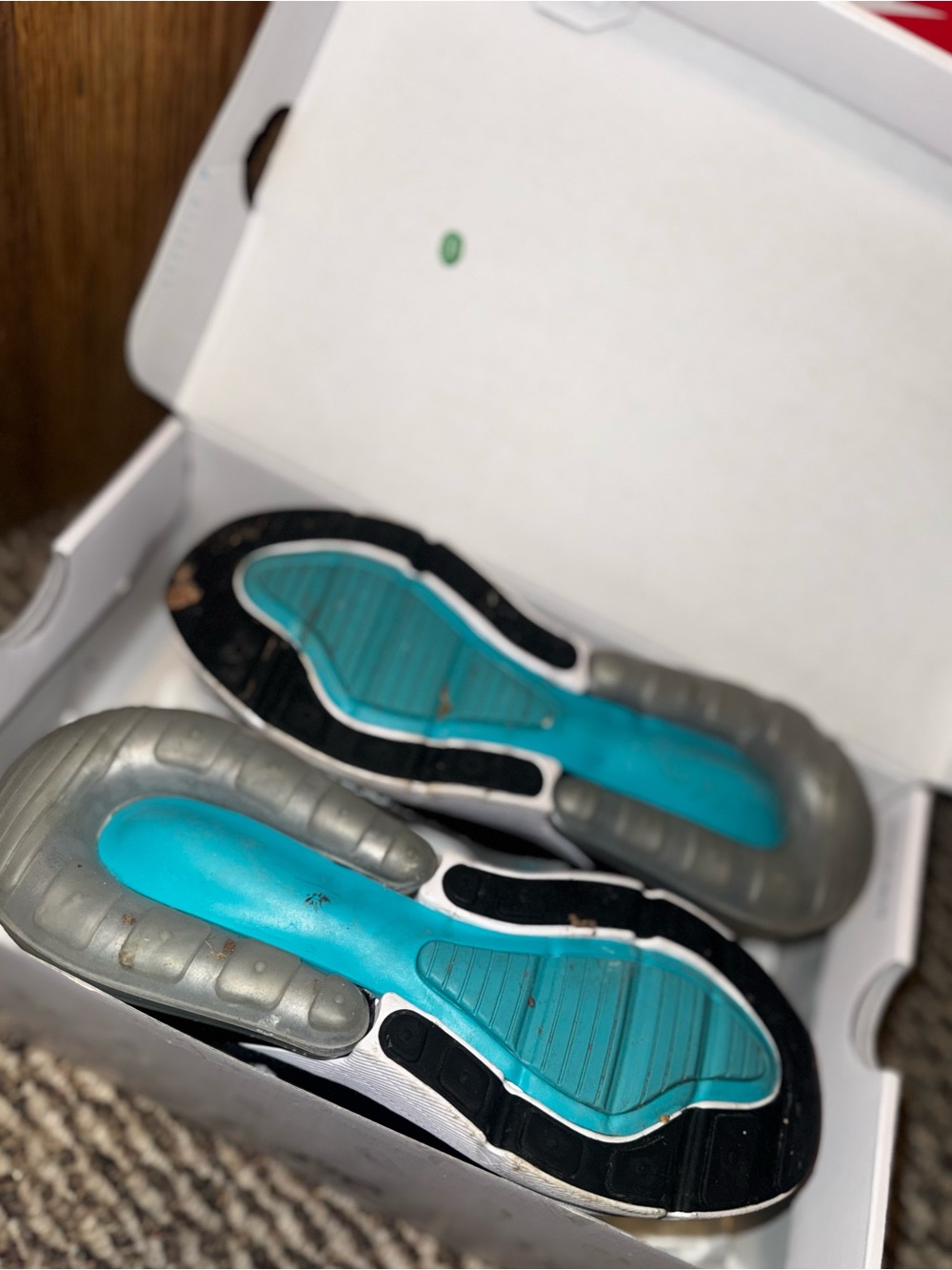 Nike White Black Teal Air Max 270 Sneakers - Picture 5 of 6